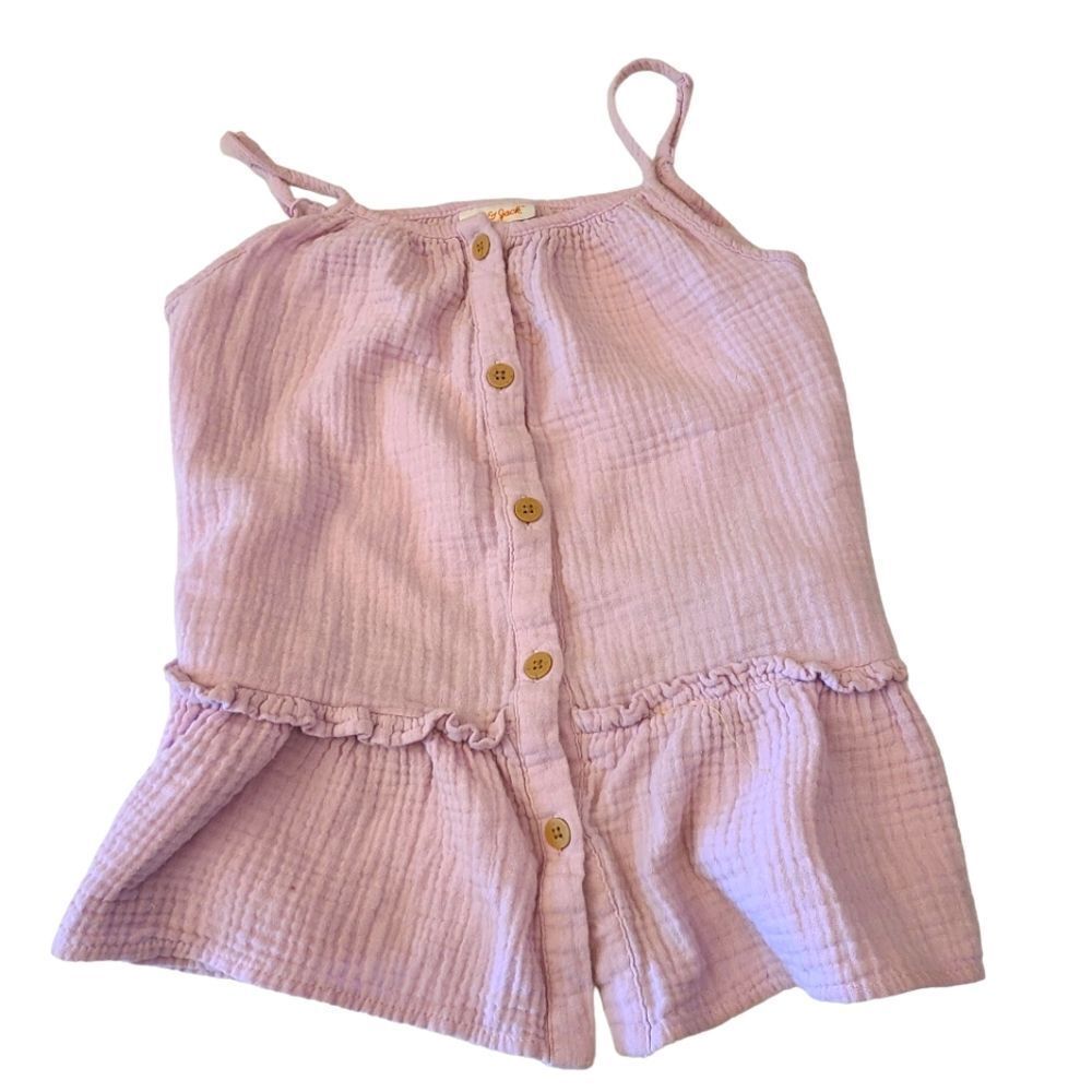 CAT & JACK Top Strappy Cotton Lavender Front Buttons Ruffle Girls sz L - Picture 5 of 6